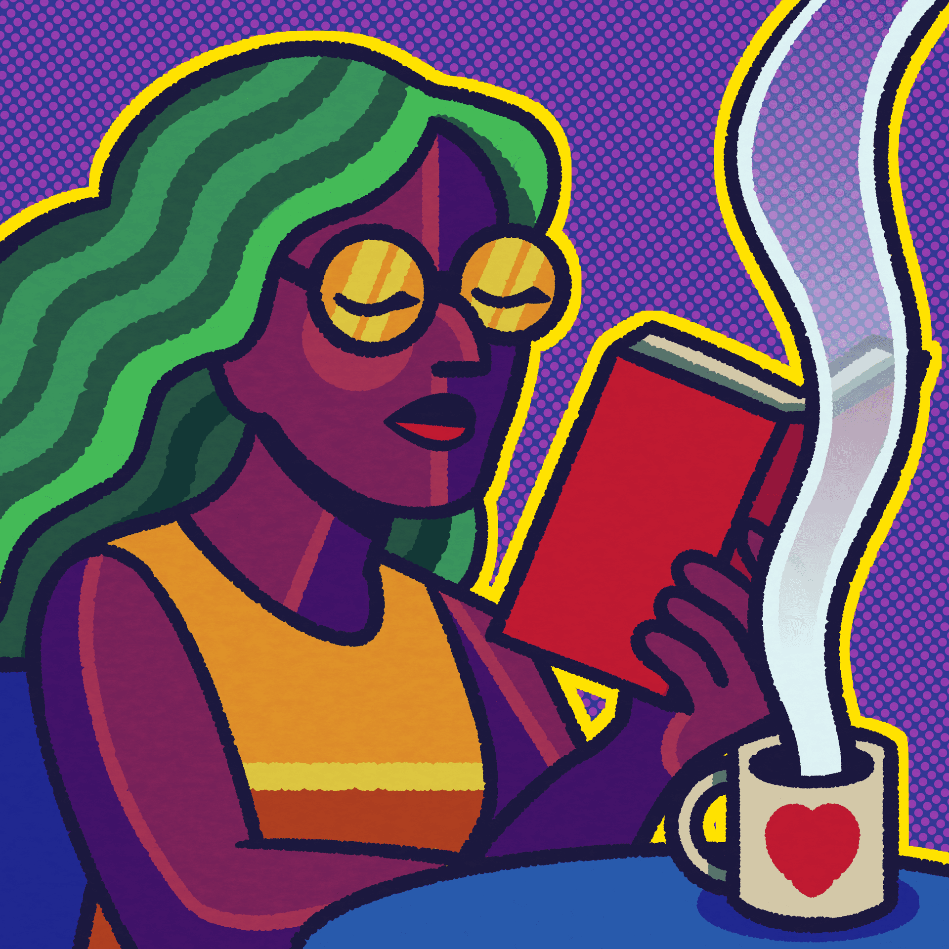 Reading Over Coffee - Digital Wall Art